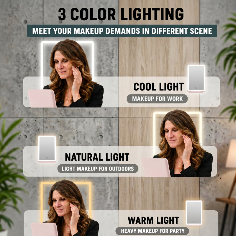 Portable LED Makeup Mirror – Rechargeable, Adjustable Brightness, Compact & Travel-Friendly - 6