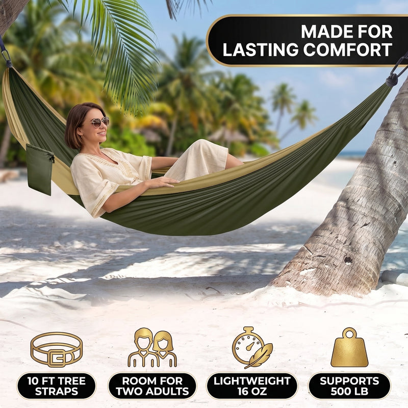 Portable Camping Hammock with Tree Straps – Lightweight Nylon Travel Hammock - 6