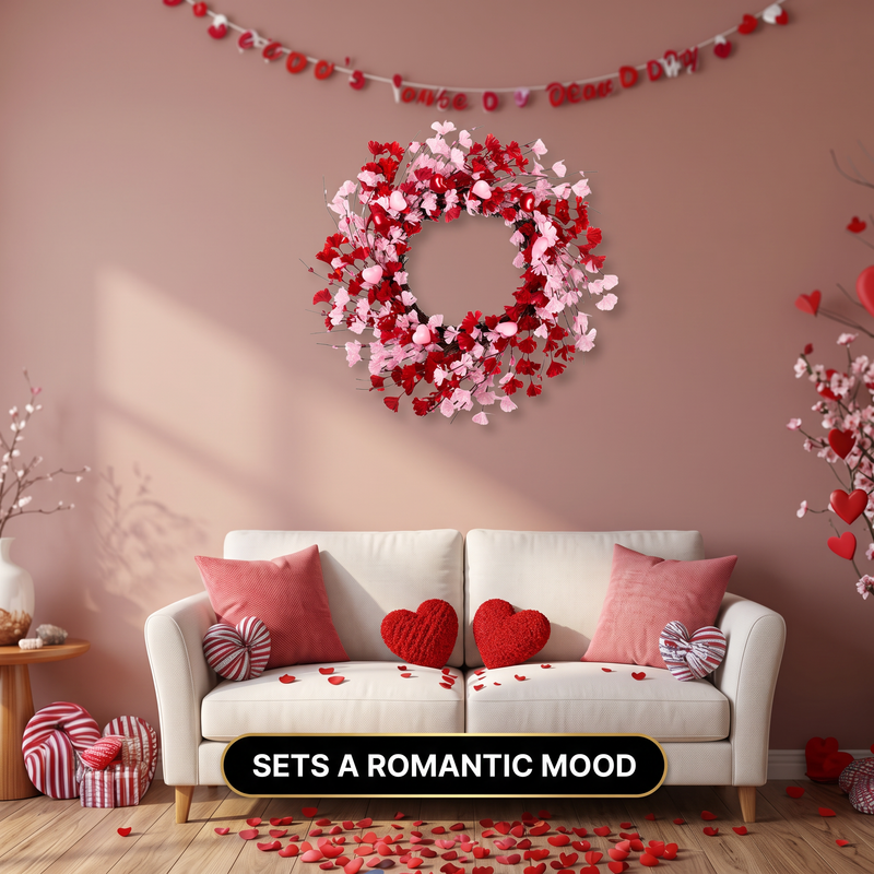 VALENTINE WREATHS FOR FRONT DOOR – HEART & BERRY FLORAL WREATH FOR VALENTINE’S DAY DÉCOR - 6