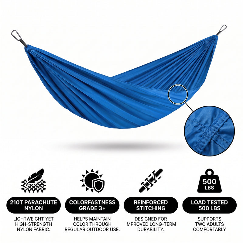 2-Person Camping Hammock with Mosquito Net & Rain Fly – Portable Outdoor Hammock Set (500lbs Capacity) - 6