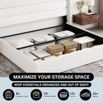 Lift-Up Storage Bed Frame with Upholstered Wingback Headboard - 6