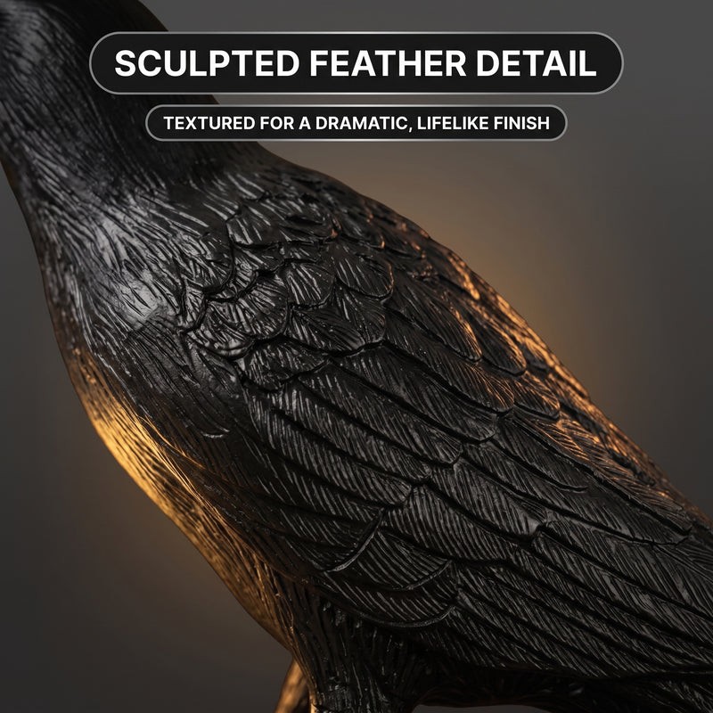 Gothic Raven Lamp – Dark Academia Table Light - 6