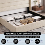 Lift-Up Storage Bed Frame with Upholstered Wingback Headboard - 6