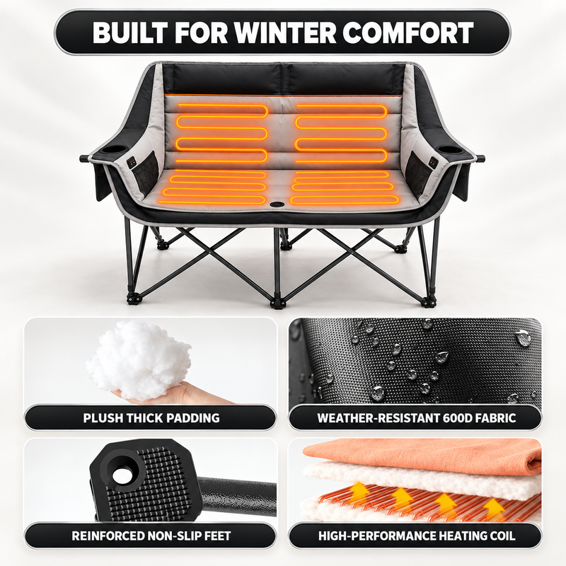 Heated Camping Chair – Single Chair & Double Loveseat Options - 6
