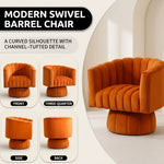 Channel Tufted Swivel Accent Chair – Velvet Barrel Chair - 6