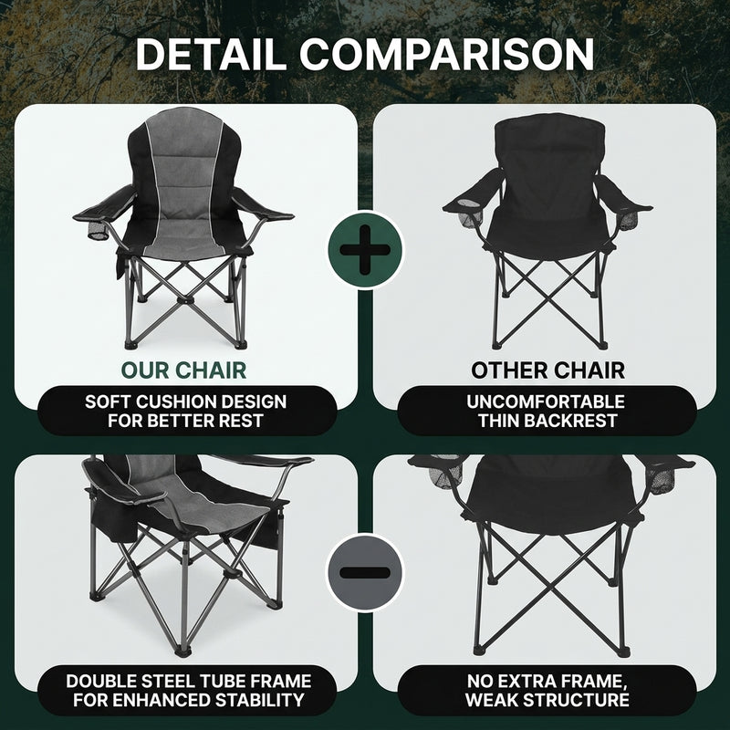 Oversized Portable Camping Chair with Lumbar Support & Cooler Bag - 6