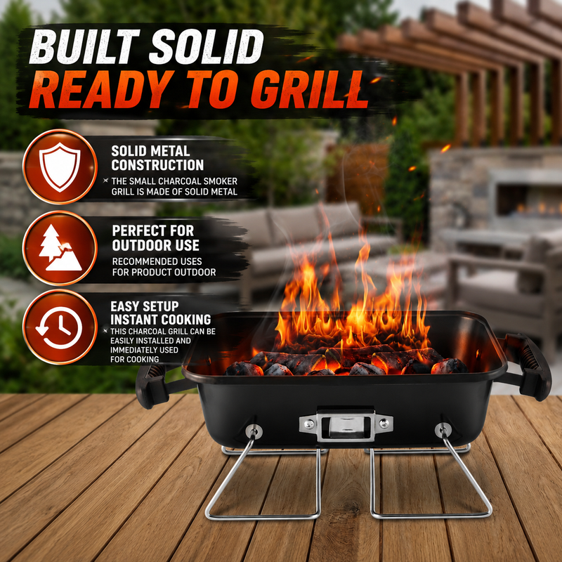 PORTABLE TABLETOP BBQ GRILL – CHARCOAL OUTDOOR GRILLS FOR CAMPING, PATIO, BEACH & BACKYARD - 6