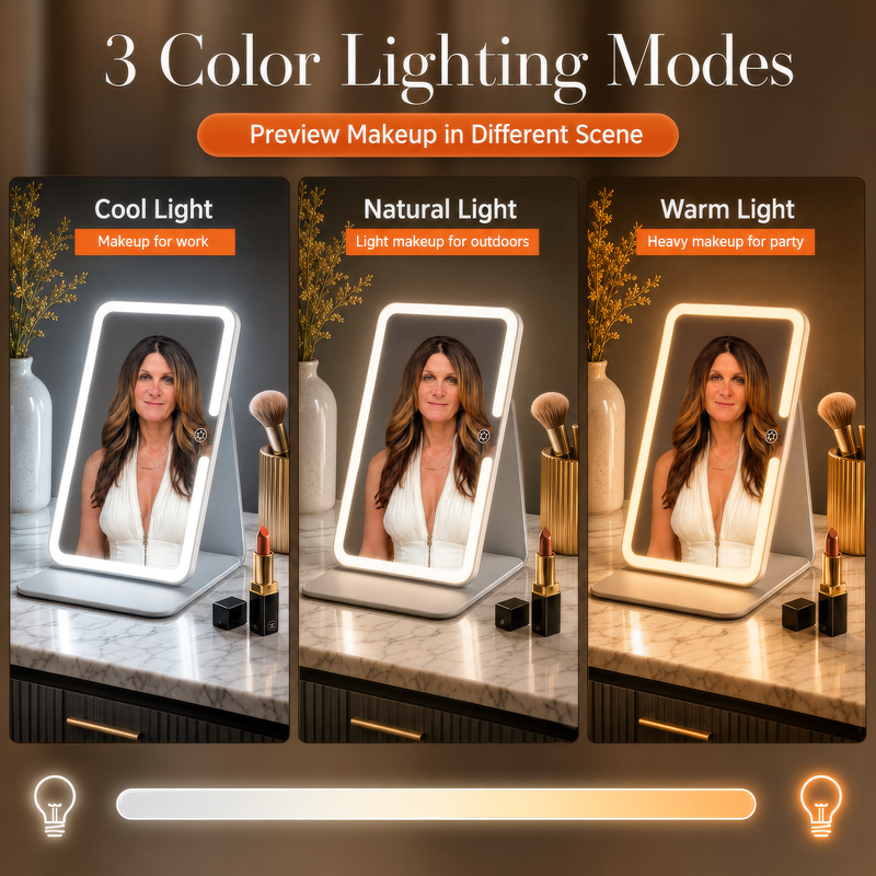 Portable LED Makeup Mirror – Rechargeable, Adjustable Brightness, Compact & Travel-Friendly - 6