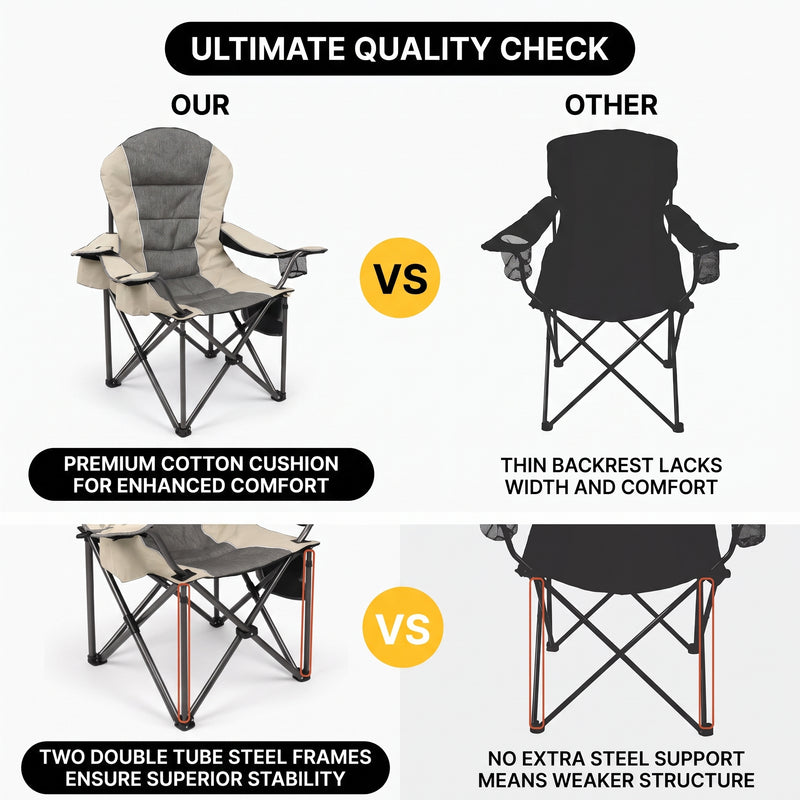 Oversized Portable Camping Chair with Lumbar Support & Cooler Bag - 6