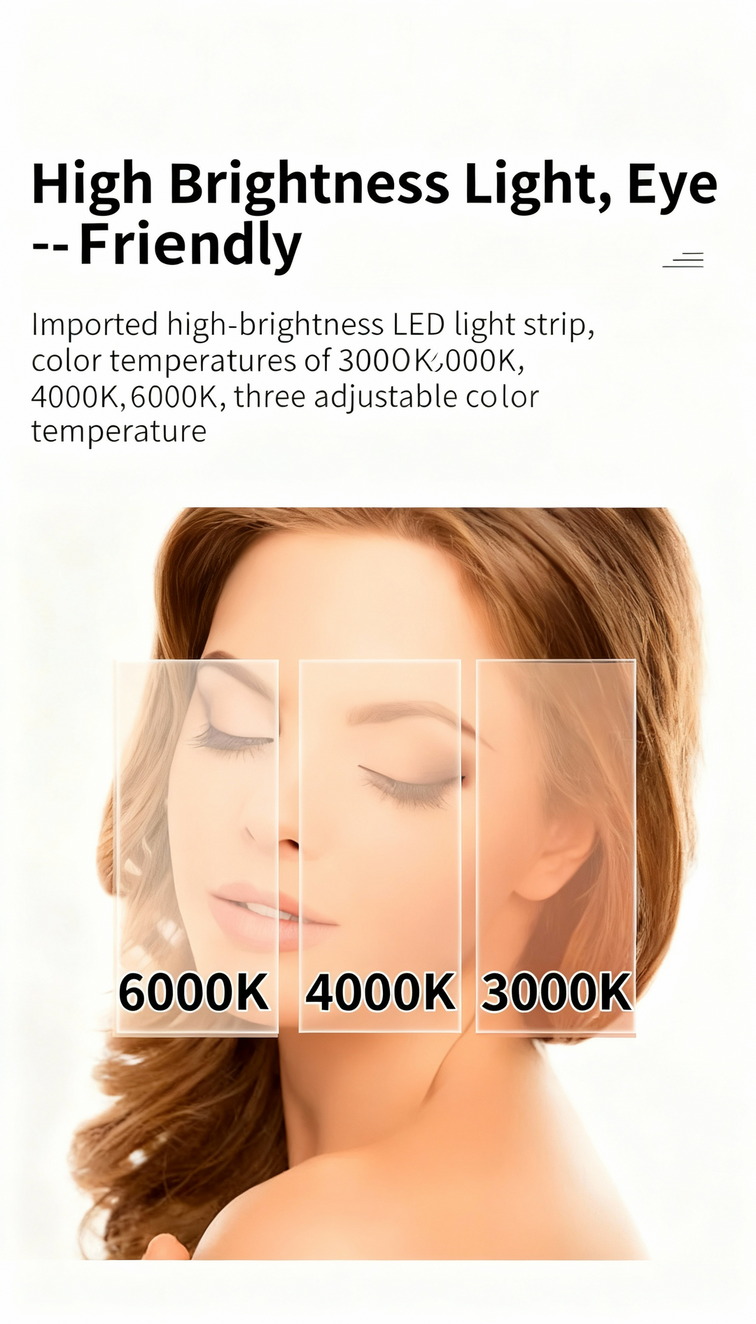 Metal Desktop Makeup Mirror  3-Level LED Lighted Vanity Mirror  Adjustable Rotating Makeup Mirror for Clear Imaging