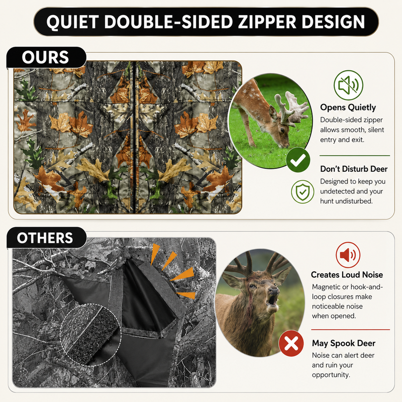 Hunting Tree Stand Blinds Cover 142" x 35" Extra Large Camouflage Universal Tree Stand Blinds Realistic Forest Camo Treestand Cover with Zipper for Deer Elk Hunting, Frames Not Included - 6