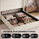 Lift-Up Storage Bed Frame with Upholstered Wingback Headboard - 6