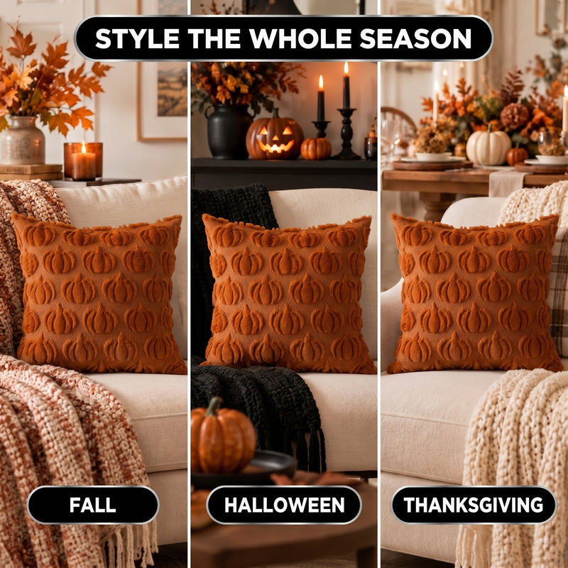 DECORATIVE PILLOW COVERS – 3D PUMPKIN SET OF 2 - 6