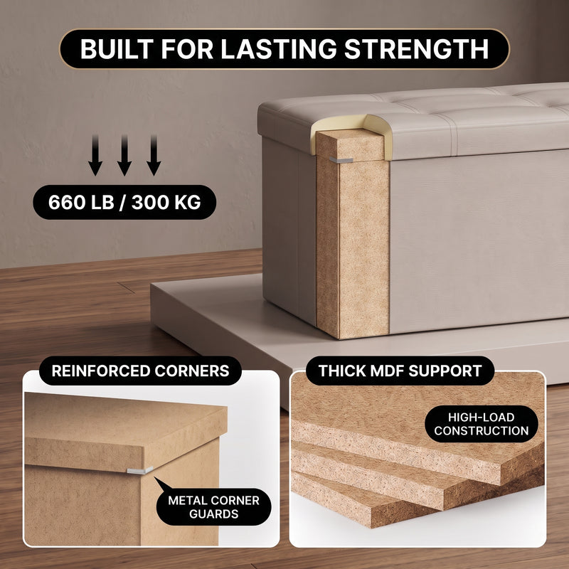 BENCH WITH STORAGE – FOLDING OTTOMAN WITH PADDED SEAT - 6