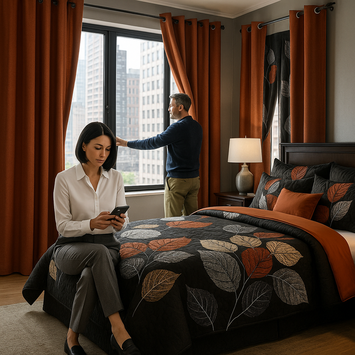 LuxeBreeze 9-Piece All-Season Microfiber Bedding & Curtain Set