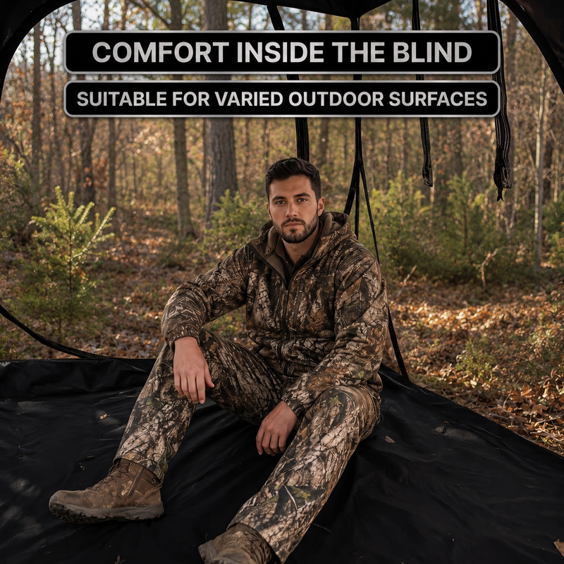 Hunting Blind with Floor Mat, 360 Degree See Through Ground Blind with Carrying Bag, 2/3/4 Person Pop Up Camouflage Tent Portable Concealed Shelter - 6
