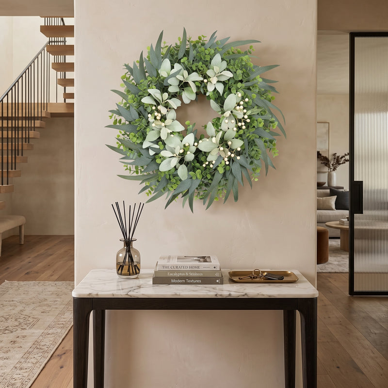 EUCALYPTUS WREATH FOR FRONT DOOR – FARMHOUSE GREENERY DÉCOR - 6