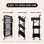 3-Tier Metal Rolling Cart – Foldable or Fixed Pegboard Styles - 6