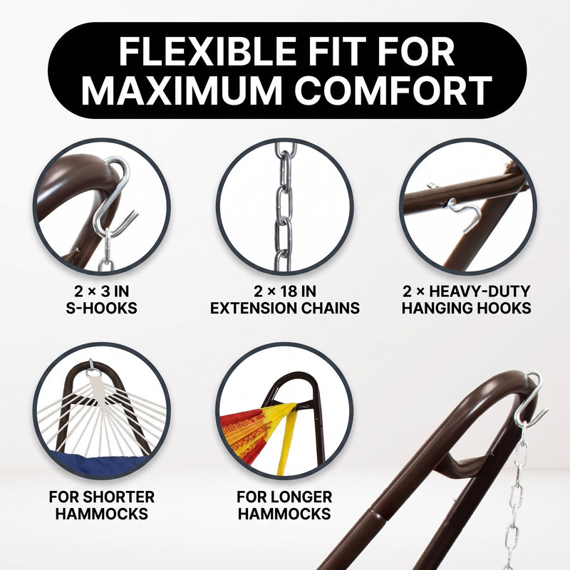 Adjustable 9-14FT Heavy-Duty Hammock Stand – 550-660LBS Outdoor/Indoor Steel Frame - 6