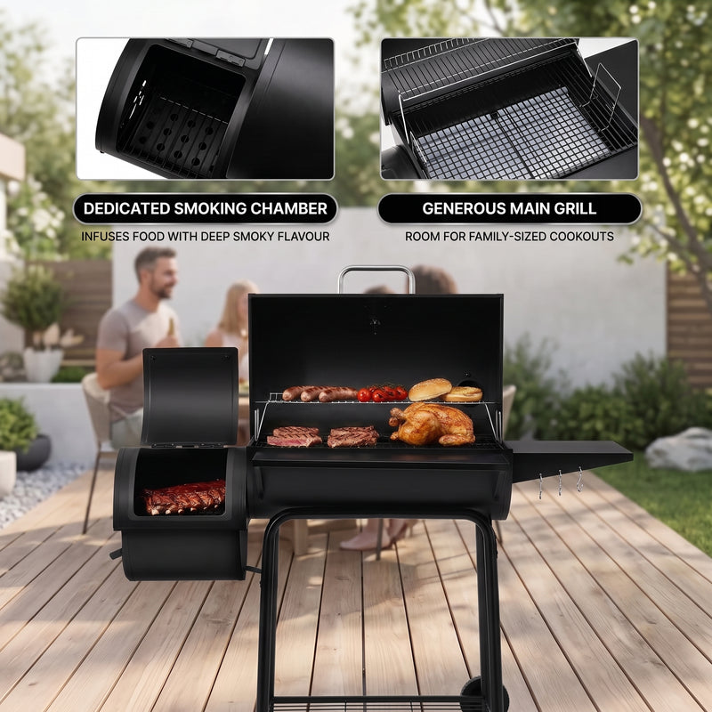 Portable Charcoal Grill with Smoking Function, Foldable Suitcase Design with Wheels, Multi-Tier Storage Rack & Waterproof Cover for Outdoor BBQ Parties - 6
