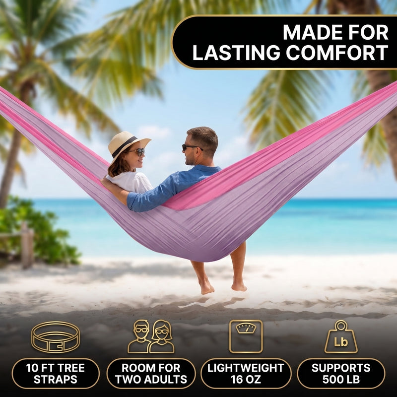 Portable Camping Hammock with Tree Straps – Lightweight Nylon Travel Hammock - 6