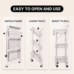 3-Tier Metal Rolling Cart – Foldable or Fixed Pegboard Styles - 6
