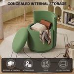 VANITY CHAIR WITH STORAGE – 360° SWIVEL VELVET SEAT - 6