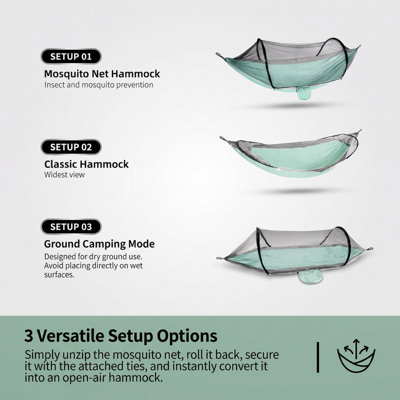 Camping Hammock with Mosquito Net – 1-2 Person, Nylon - 6