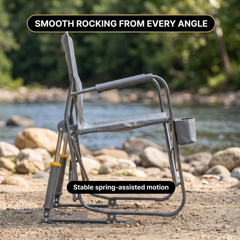 ROCKING CAMPING CHAIR – FOLD-FLAT CHAIR WITH CUP HOLDER - 6