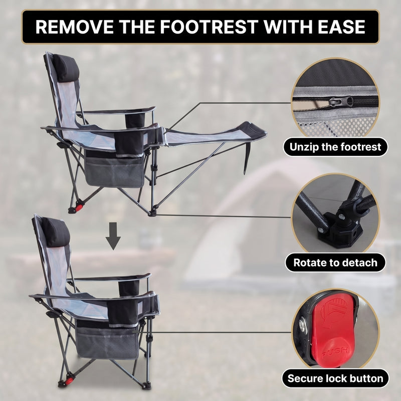 Premium Reclining Outdoor Camping Chair – Adjustable Comfort Seat - 6