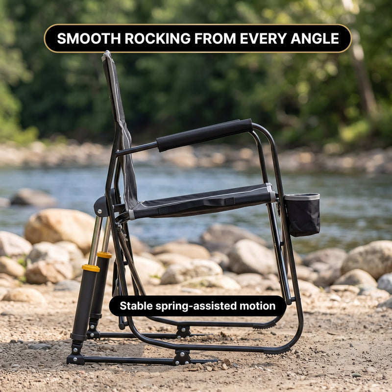 ROCKING CAMPING CHAIR – FOLD-FLAT CHAIR WITH CUP HOLDER - 6