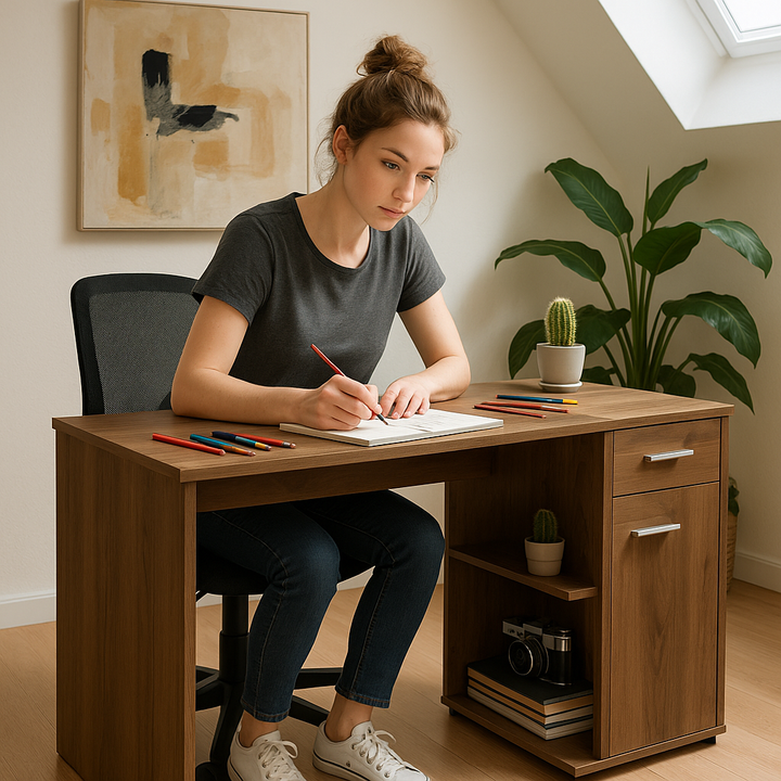 Executive Pro 46" Brown Wood L-Shape Computer Desk – Corner Command Center