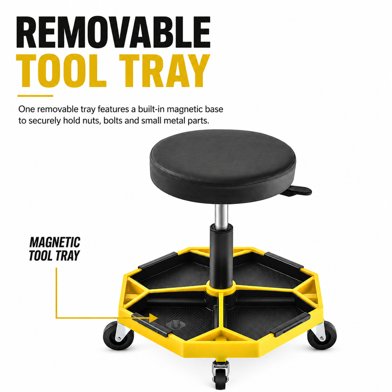 360° Swivel Pneumatic Mechanic Stool — 300–330 lbs Capacity, Padded Seat | Trufairs - 6 (replacement)