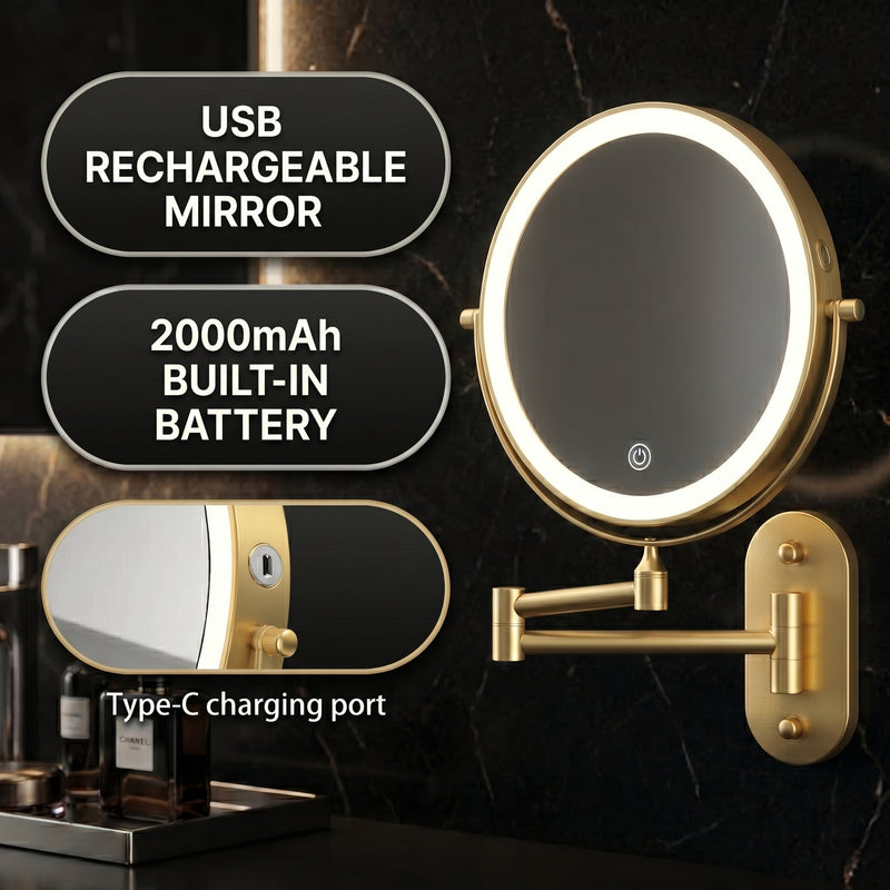 LED Lighted Magnifying Makeup Mirror – Rechargeable, Wall-Mount with Adjustable Brightness - 6 (replacement)