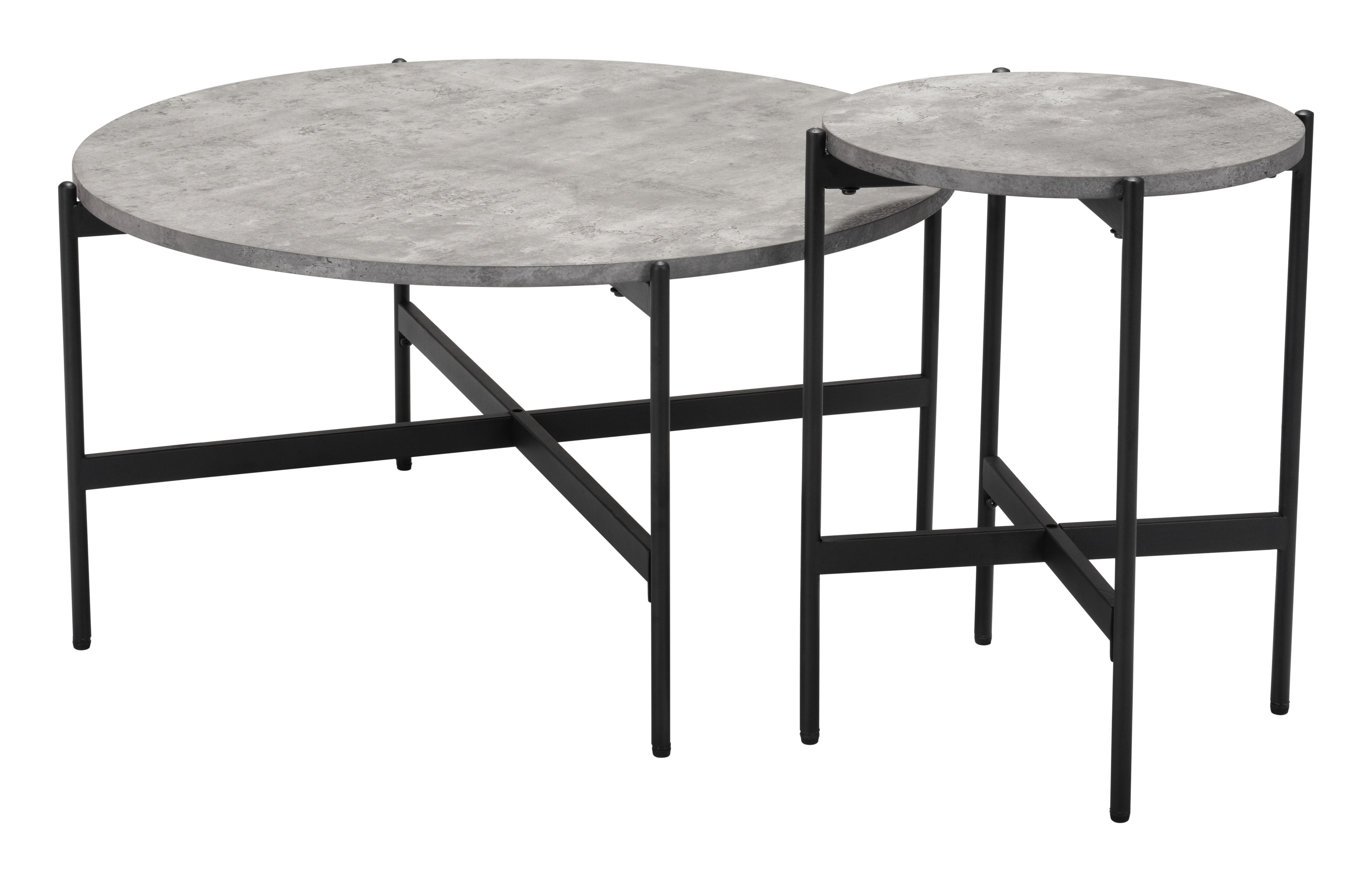 Malo Coffee Table Set (2-Piece) Gray & Black