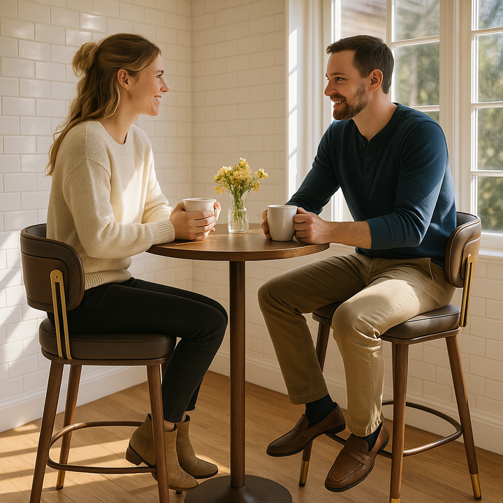 Premium Brew Barstool Collection - Brown & Walnut 2-Piece Set with 100% Polyurethane Upholstery