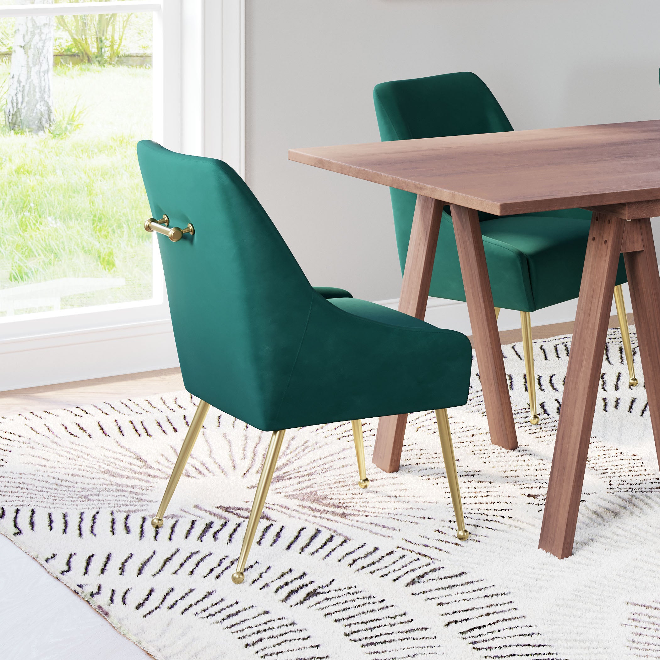 Maxine Dining Chair Green & Gold