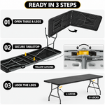 8 ft Heavy Duty Folding Table - 6h