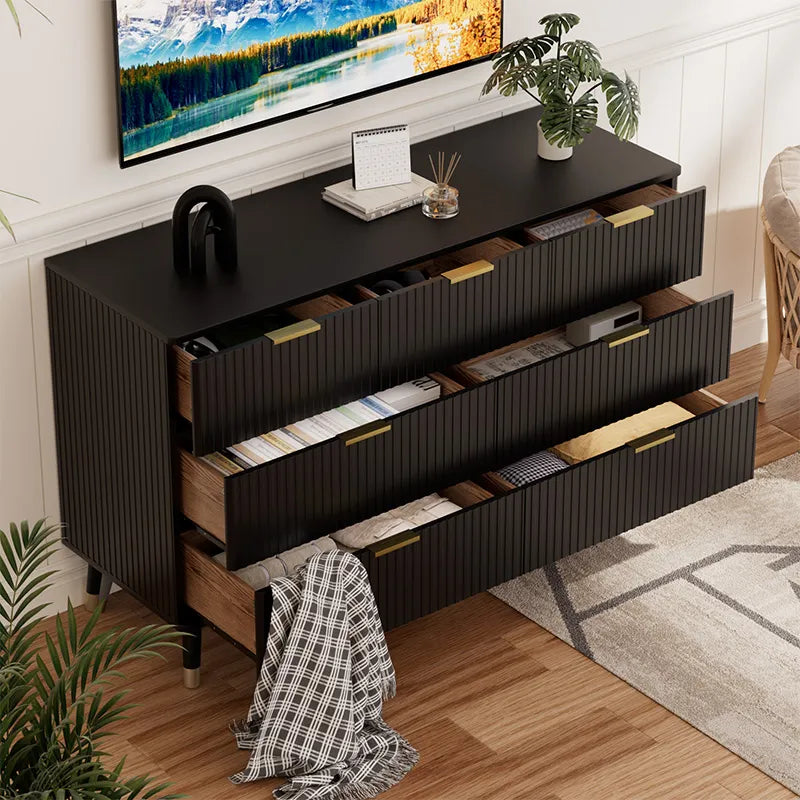 7 Drawer Dresser For Bedroom, Storage Cabinet With Golden Handles, Modern Closet Of Drawers For Living Room