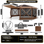 15x15 Pop-Up Gazebo Screen Tent – Large Outdoor Screen House with Mesh Walls & Carry Bag - 7.
