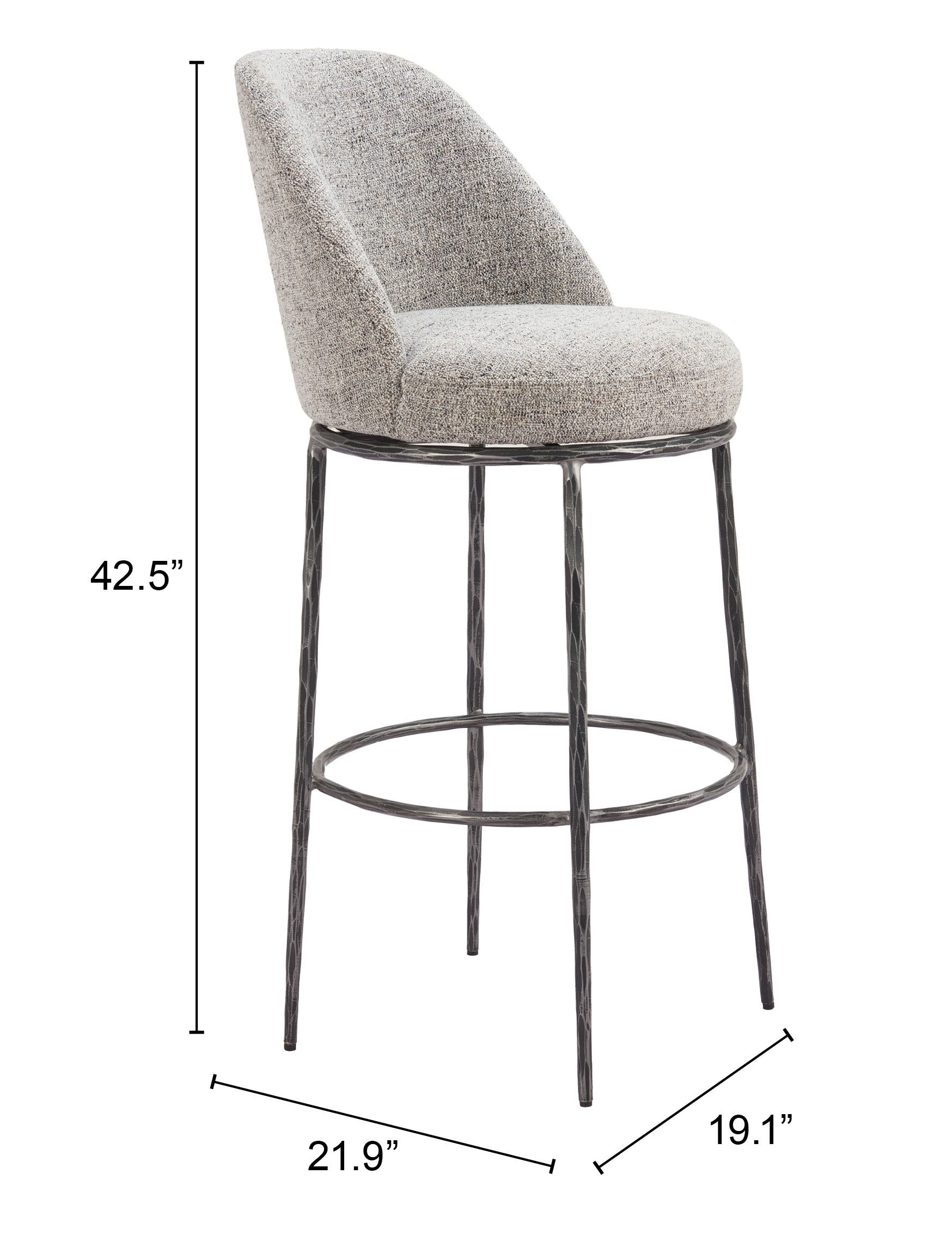 Nordhavn Swivel Barstool Gray