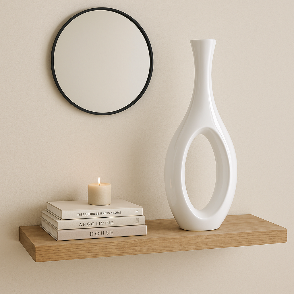 Premium Trombone Vase Small in White- Contemporary Resin Floor Sculpture with Glossy Finish
