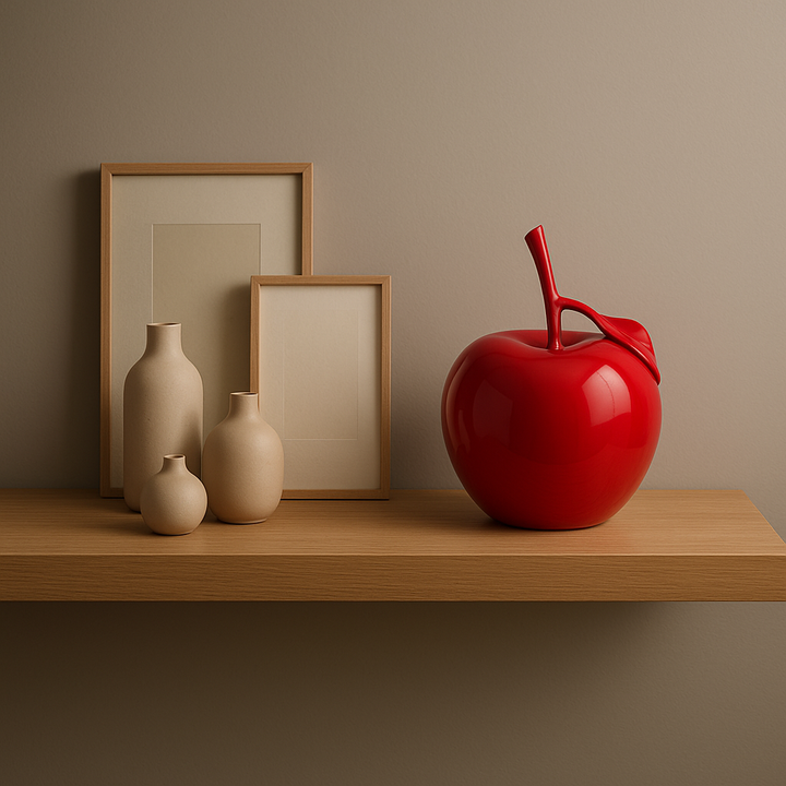 Exclusive Solid Color Apple Sculpture Red - Premium 16" Modern Resin Art Collection