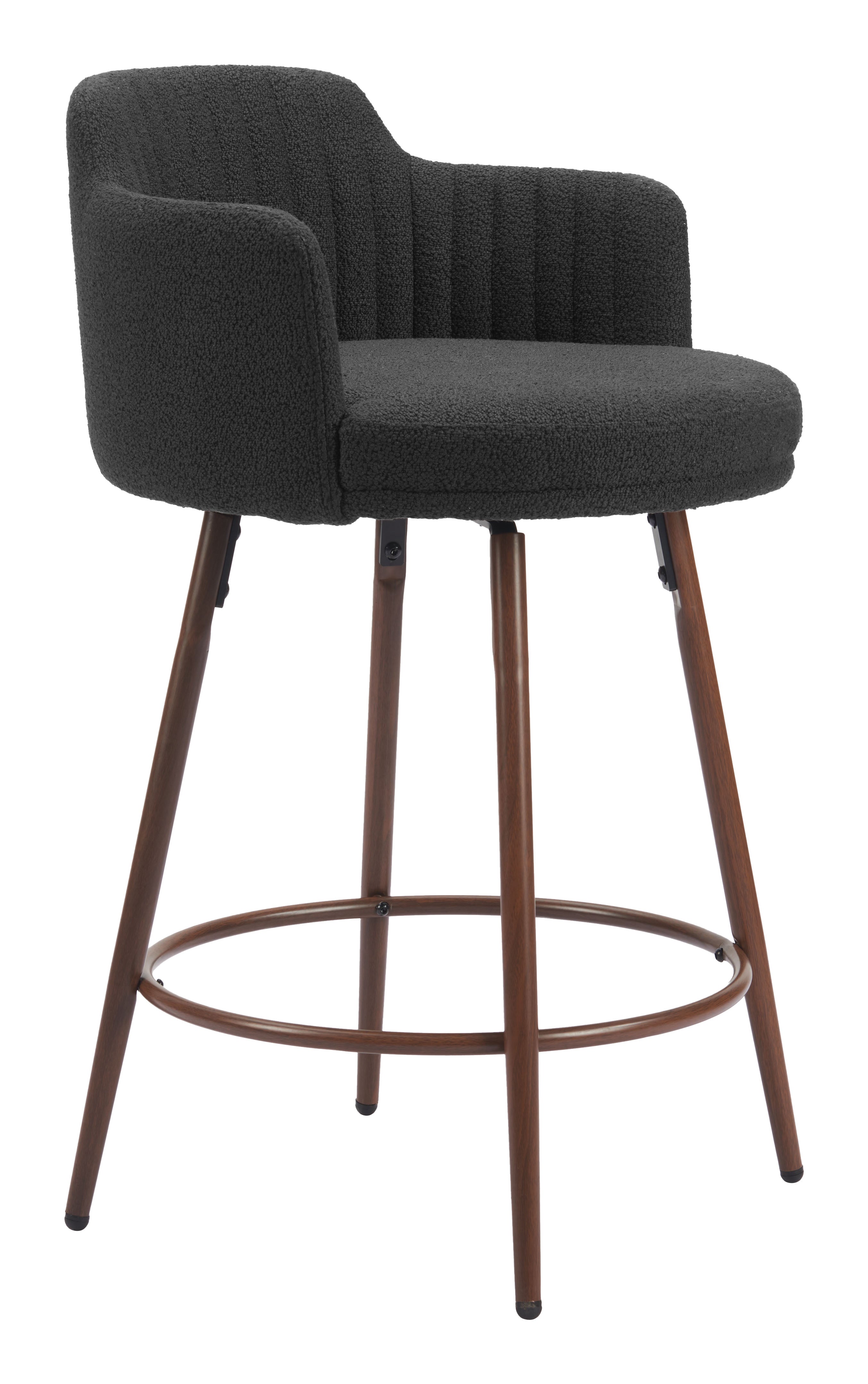 Kono Swivel Counter Stool Black & Walnut