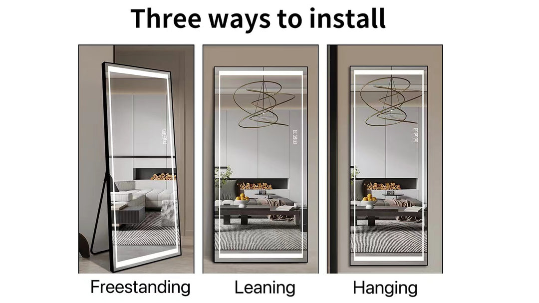 LED Full-Length Floor Mirror with Lights - Tall Standing Dressing Mirror for Bedroom - Large Full Body Lighted Mirror with
