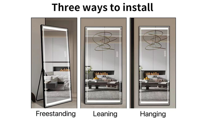 LED Full-Length Floor Mirror with Lights - Tall Standing Dressing Mirror for Bedroom - Large Full Body Lighted Mirror with