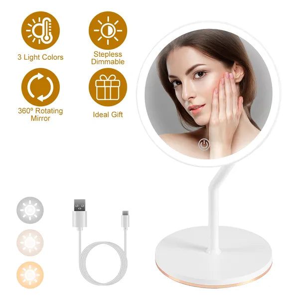 7.48In 5X Magnifying Lighted Makeup Mirror Dimmable Magnification Mirror With Lights Lighted Vanity Mirror with 3 Light Colors GPCT5248