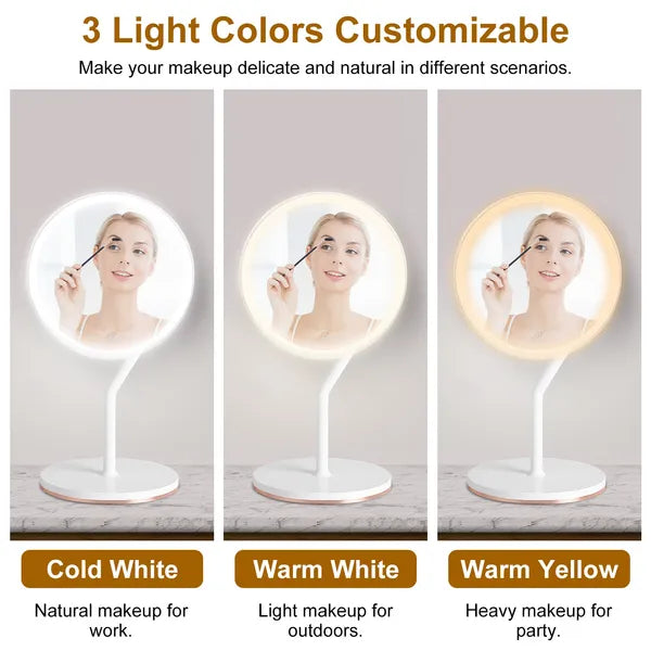 7.48In 5X Magnifying Lighted Makeup Mirror Dimmable Magnification Mirror With Lights Lighted Vanity Mirror with 3 Light Colors GPCT5248