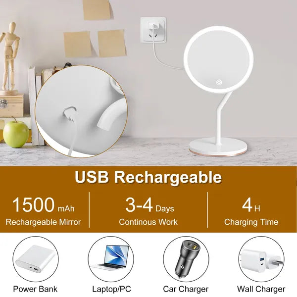 7.48In 5X Magnifying Lighted Makeup Mirror Dimmable Magnification Mirror With Lights Lighted Vanity Mirror with 3 Light Colors GPCT5248