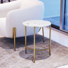 Haru Side Table White & Gold